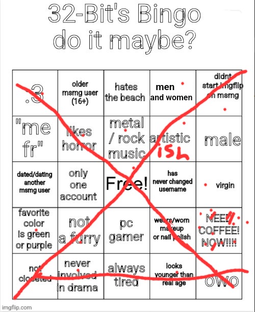 oo | and women | image tagged in 32's bingo | made w/ Imgflip meme maker