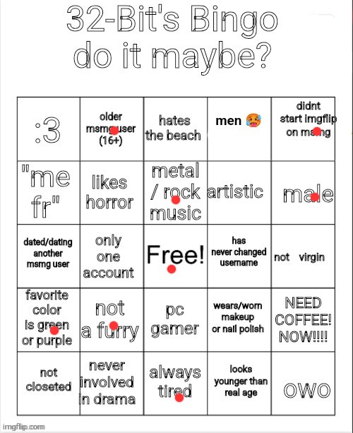 32's Bingo | image tagged in 32's bingo | made w/ Imgflip meme maker