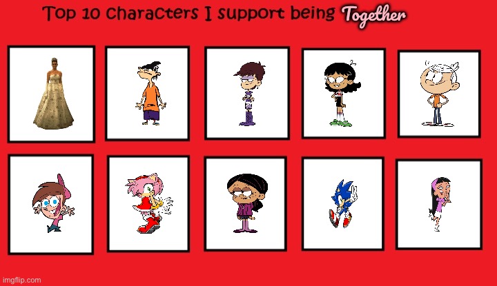 B.'s Top 10 C. T. S. B. Together | Together | image tagged in ronnie anne,lincoln loud,ronnie anne santiago,sonic the hedgehog,amy rose,ed edd n eddy | made w/ Imgflip meme maker