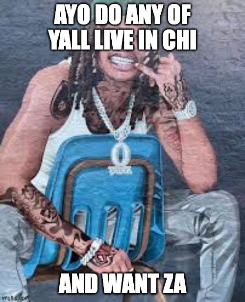 Von | AYO DO ANY OF YALL LIVE IN CHI; AND WANT ZA | image tagged in von | made w/ Imgflip meme maker