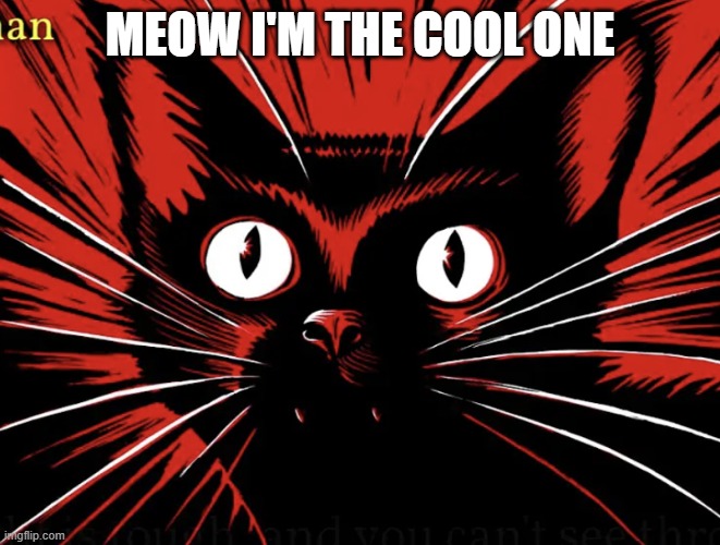 Sabo tabby | MEOW I'M THE COOL ONE | image tagged in sabo tabby | made w/ Imgflip meme maker