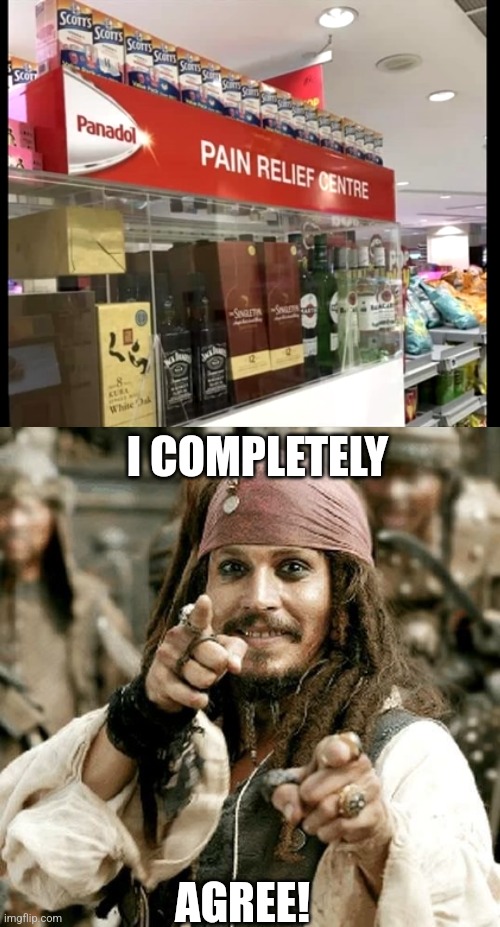 I'LL TAKE SOME OF THAT PAIN RELIEF | I COMPLETELY; AGREE! | image tagged in point jack,alcohol,jack daniels,jack sparrow,fail | made w/ Imgflip meme maker