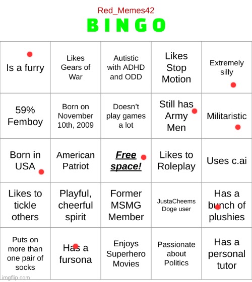 . | image tagged in red_memes42 bingo | made w/ Imgflip meme maker