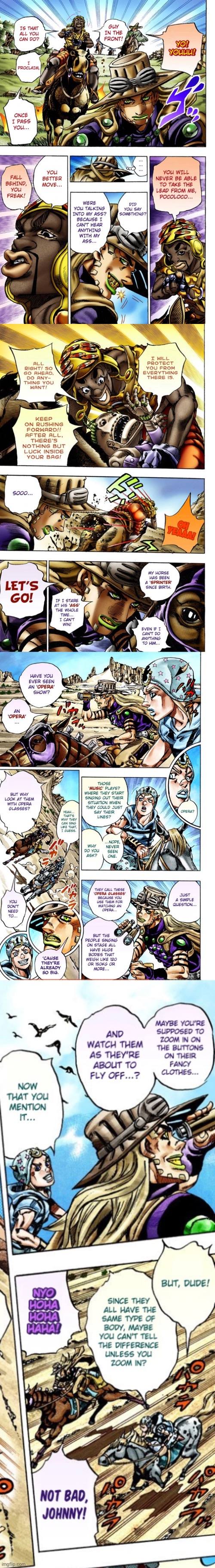 I ever mention how much I love Gyro and Johnny being hilarious? | image tagged in jojo's bizarre adventure,manga | made w/ Imgflip meme maker