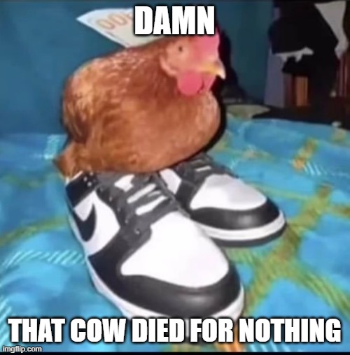 DAMN THAT COW DIED FOR NOTHING | made w/ Imgflip meme maker