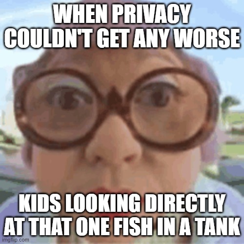 why just why | WHEN PRIVACY COULDN'T GET ANY WORSE; KIDS LOOKING DIRECTLY AT THAT ONE FISH IN A TANK | image tagged in funny memes | made w/ Imgflip meme maker