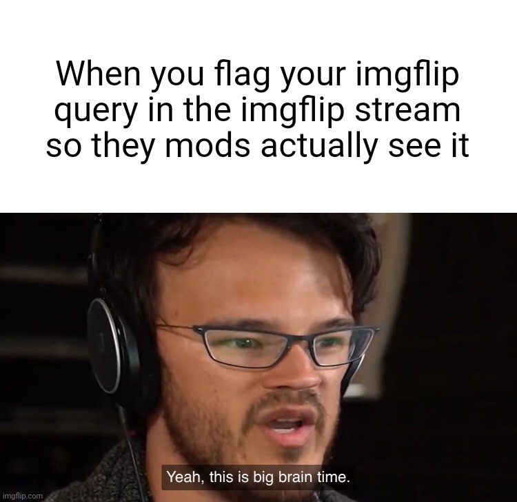 2500 follows I this stream! | When you flag your imgflip query in the imgflip stream so they mods actually see it | image tagged in yeah this is big brain time | made w/ Imgflip meme maker