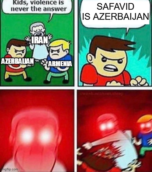 God punches kid red version | SAFAVID IS AZERBAIJAN; IRAN; AZERBAIJAN; ARMENIA | image tagged in god punches kid red version,iran,azerbaijan,armenia,memes,funny | made w/ Imgflip meme maker