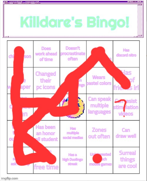 Killdare's Bingo | image tagged in killdare's bingo | made w/ Imgflip meme maker