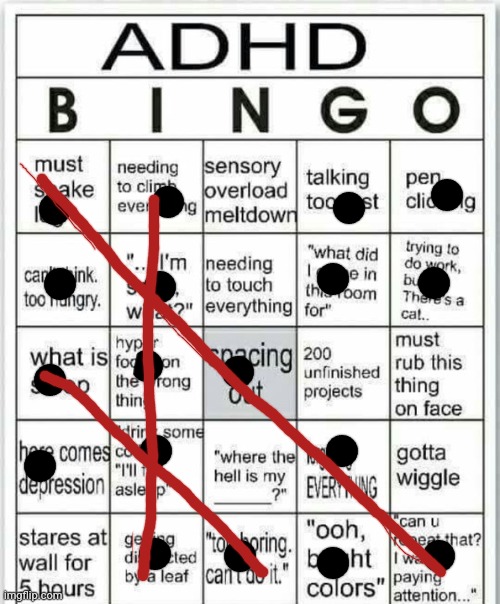 I might maybe probably for sure fr have adhd | image tagged in adhd bingo | made w/ Imgflip meme maker