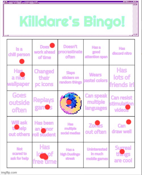 Killdare's Bingo | image tagged in killdare's bingo | made w/ Imgflip meme maker