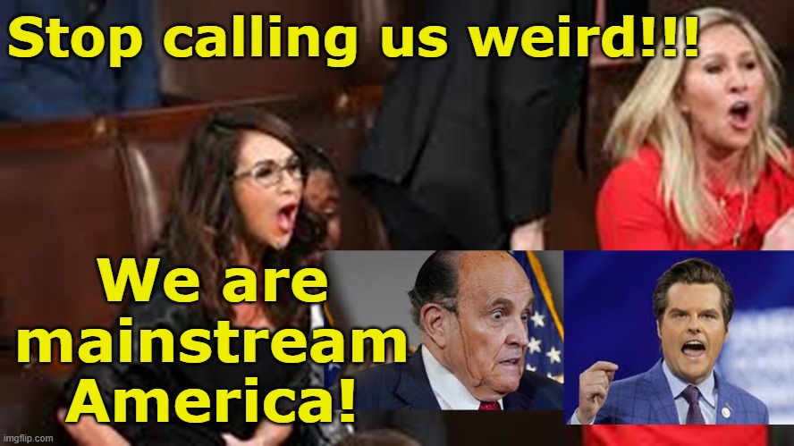 Weird MAGA Politicians | Stop calling us weird!!! We are mainstream America! | image tagged in maga,gop,basket of deplorables,weird stuff,nevertrump meme,republicans | made w/ Imgflip meme maker