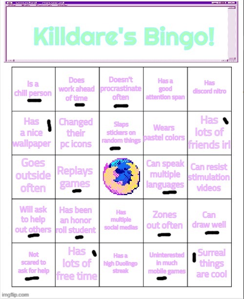 Killdare's Bingo | image tagged in killdare's bingo | made w/ Imgflip meme maker