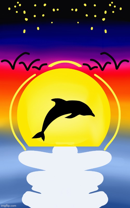 Sunset thingy | image tagged in dolphin,digital art,idk,sunset | made w/ Imgflip meme maker