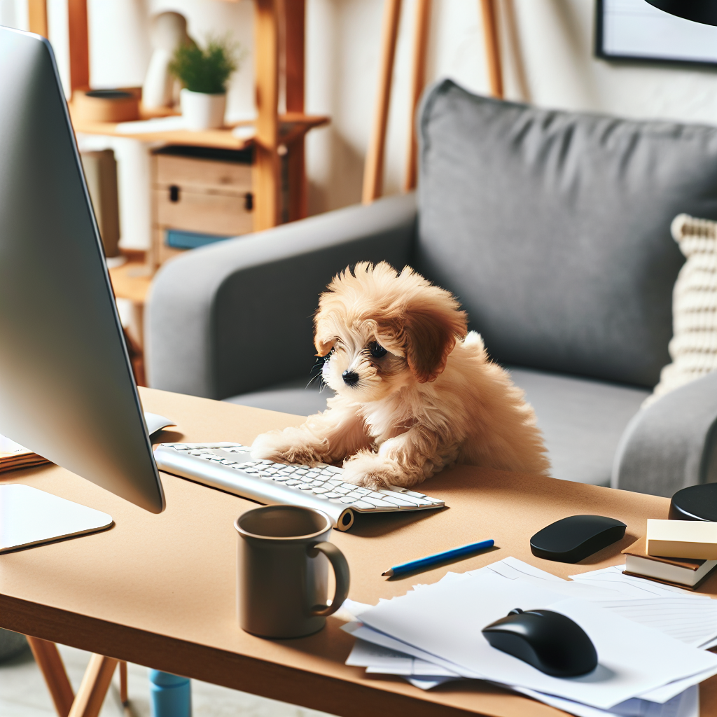 PUPPY WORKING FROM HOME Blank Meme Template