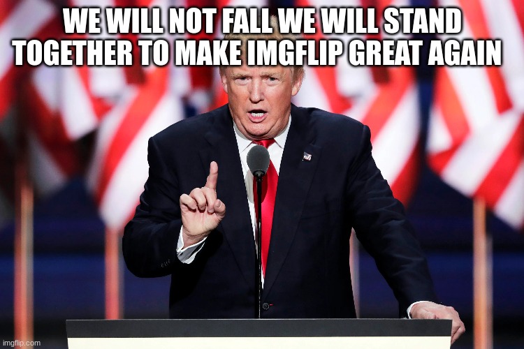 WE WILL NOT FALL WE WILL STAND TOGETHER TO MAKE IMGFLIP GREAT AGAIN | made w/ Imgflip meme maker