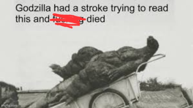 Godzilla tried to read this | image tagged in godzilla tried to read this | made w/ Imgflip meme maker