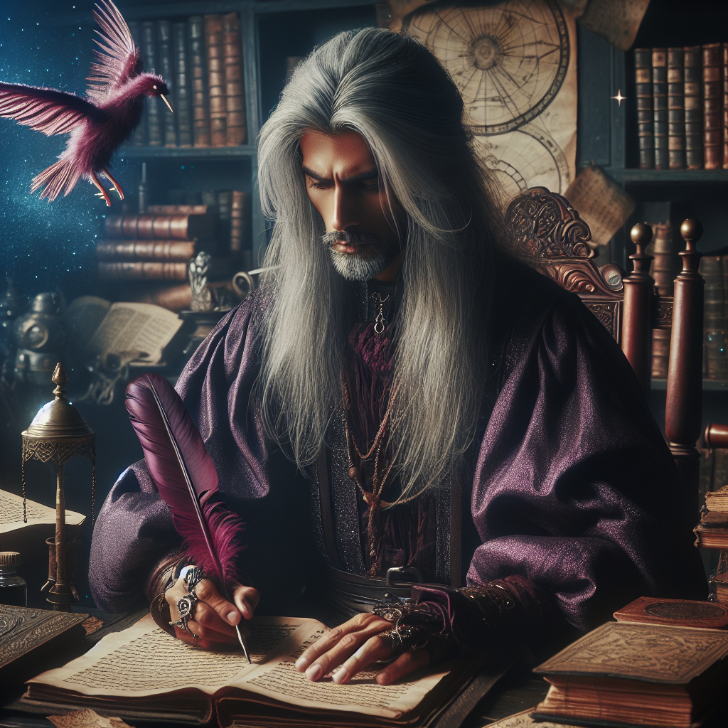 Wizard writing in his book very focused Blank Meme Template