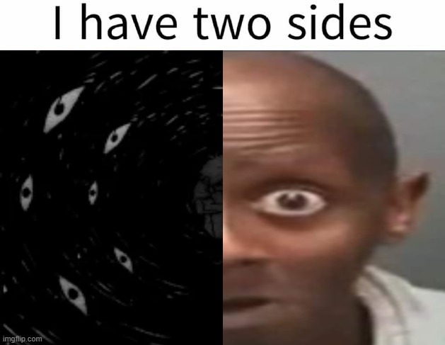 I have two sides | image tagged in i have two sides | made w/ Imgflip meme maker