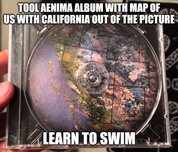 TOOL AENIMA ALBUM WITH MAP OF US WITH CALIFORNIA OUT OF THE PICTURE LEARN TO SWIM | made w/ Imgflip meme maker