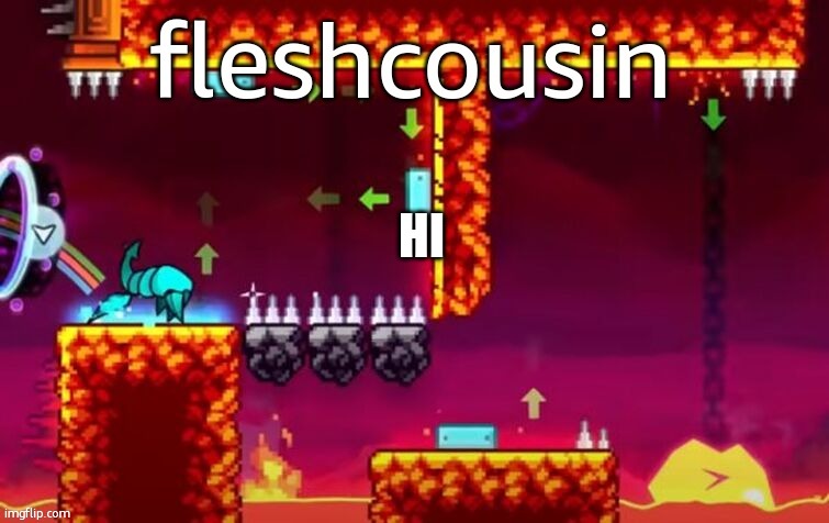 fleshcousins annoucement temp | HI | image tagged in fleshcousins annoucement temp | made w/ Imgflip meme maker