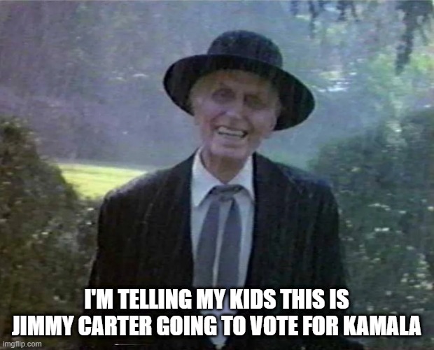 Jimmy Votes | I'M TELLING MY KIDS THIS IS JIMMY CARTER GOING TO VOTE FOR KAMALA | image tagged in politics,jimmy carter | made w/ Imgflip meme maker