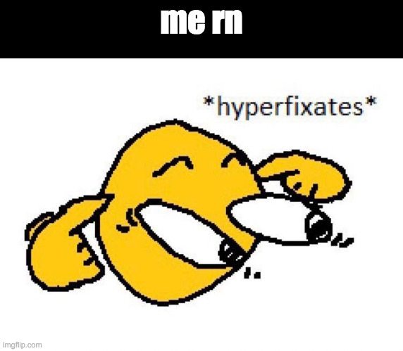 Hyperfixates | me rn | image tagged in hyperfixates | made w/ Imgflip meme maker