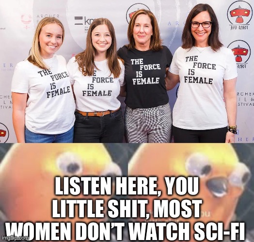 Disney | LISTEN HERE, YOU LITTLE SHIT, MOST WOMEN DON’T WATCH SCI-FI | image tagged in listen here you little shit bird,star wars,disney,movies,disney killed star wars | made w/ Imgflip meme maker