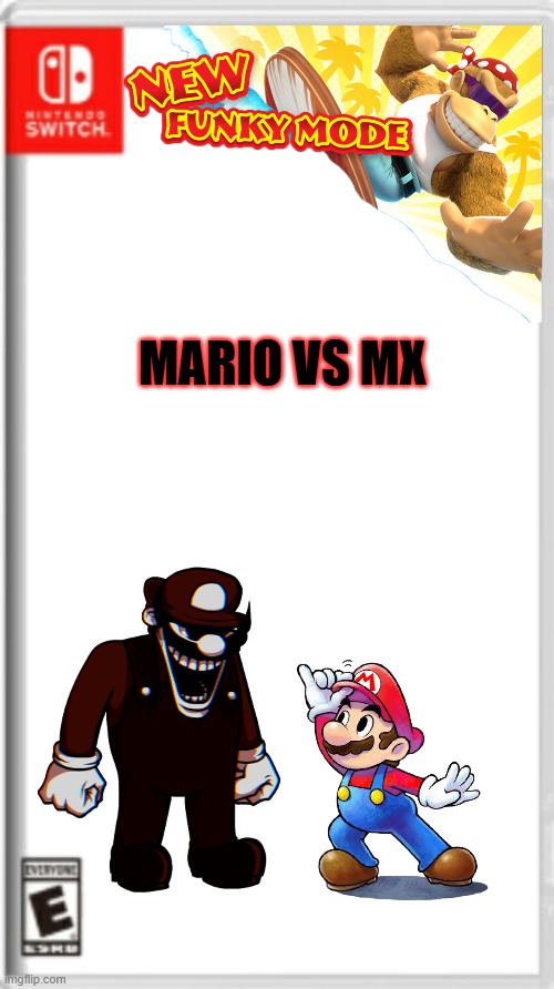 Ready for the battle of the year | MARIO VS MX | image tagged in blank nintendo switch game cover | made w/ Imgflip meme maker