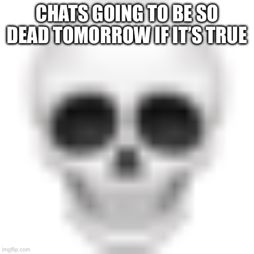 . | CHATS GOING TO BE SO DEAD TOMORROW IF IT’S TRUE | image tagged in skull emoji | made w/ Imgflip meme maker