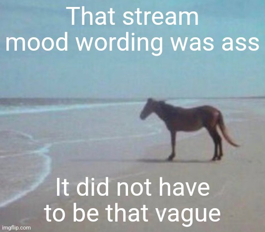 man. | That stream mood wording was ass; It did not have to be that vague | image tagged in man | made w/ Imgflip meme maker