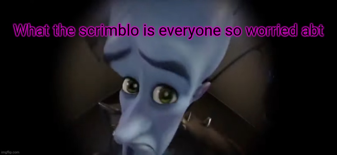 What the scrimblo is happening | What the scrimblo is everyone so worried abt | image tagged in no | made w/ Imgflip meme maker