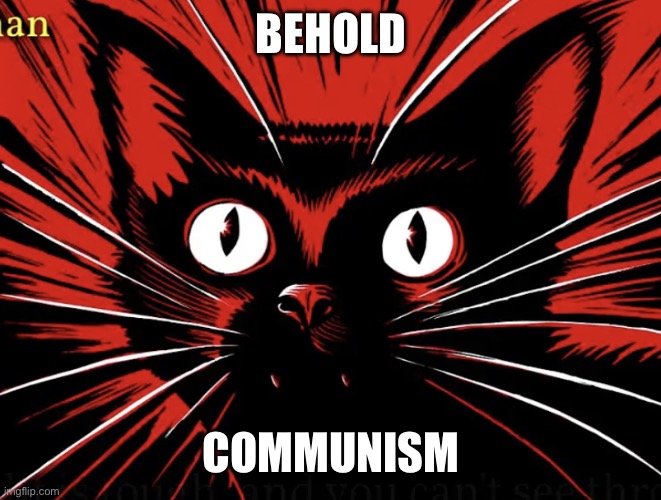 Sabo tabby | BEHOLD; COMMUNISM | image tagged in sabo tabby | made w/ Imgflip meme maker