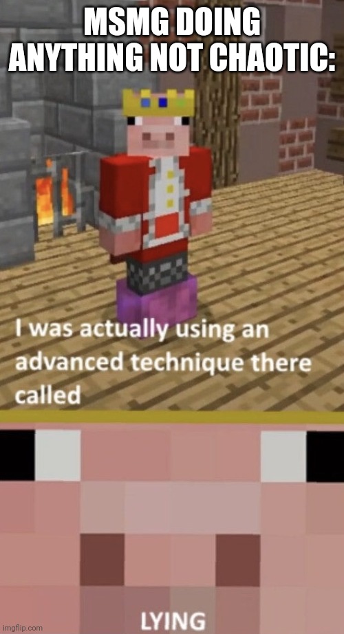 mod note: NO MORE POSTING. | MSMG DOING ANYTHING NOT CHAOTIC: | image tagged in i was using an advanced technique called lying | made w/ Imgflip meme maker
