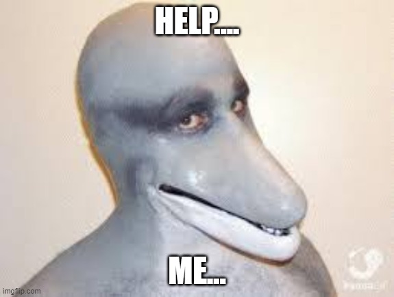 . | HELP.... ME... | image tagged in dolphin guy | made w/ Imgflip meme maker