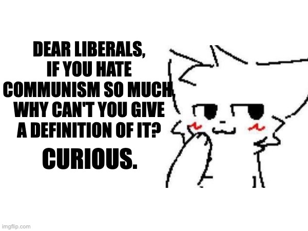 Conservatives are liberals, too. | DEAR LIBERALS, IF YOU HATE COMMUNISM SO MUCH, WHY CAN'T YOU GIVE A DEFINITION OF IT? CURIOUS. | image tagged in communism | made w/ Imgflip meme maker