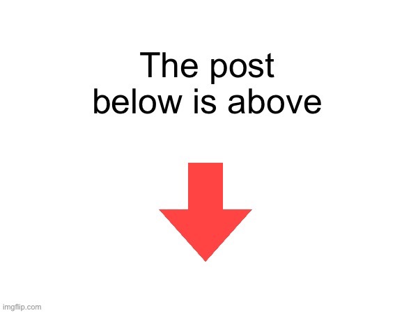 The post below is above | image tagged in the post below is above | made w/ Imgflip meme maker