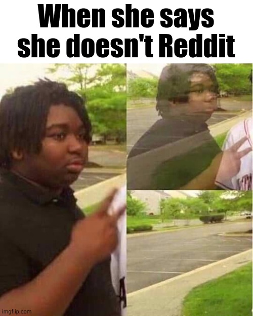 Illusion 100 | When she says she doesn't Reddit | image tagged in disappearing,reddit | made w/ Imgflip meme maker