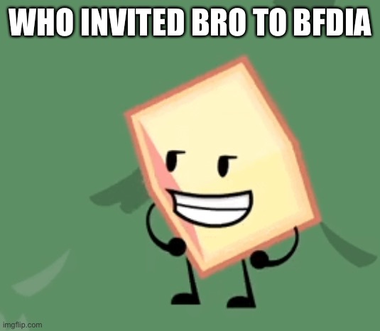 BFDIA LOSER BFDIA LOSER | WHO INVITED BRO TO BFDIA | image tagged in bfdia loser bfdia loser | made w/ Imgflip meme maker