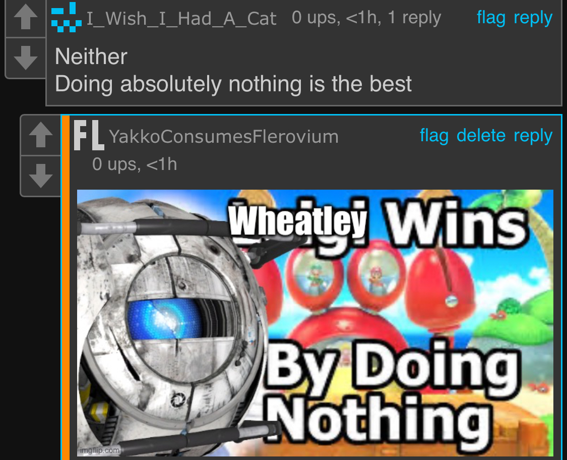Wheatley wins by doing absolutely nothing Blank Meme Template