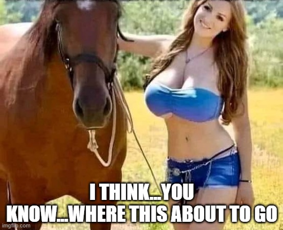 Horse Lady | I THINK...YOU KNOW...WHERE THIS ABOUT TO GO | image tagged in adult humor | made w/ Imgflip meme maker