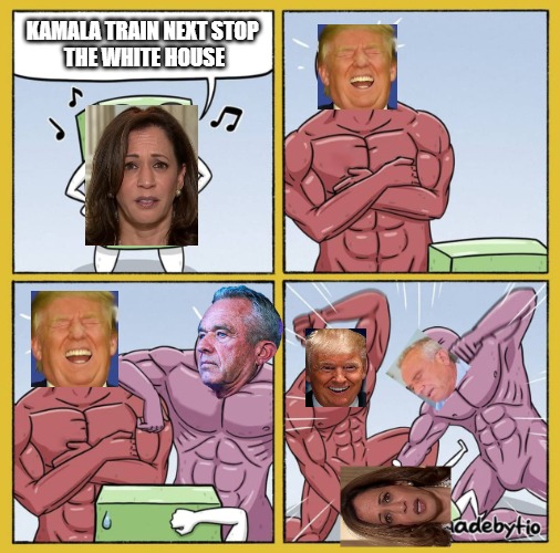 And they said Bobby would take votes away... | KAMALA TRAIN NEXT STOP 
THE WHITE HOUSE | image tagged in beatdown | made w/ Imgflip meme maker