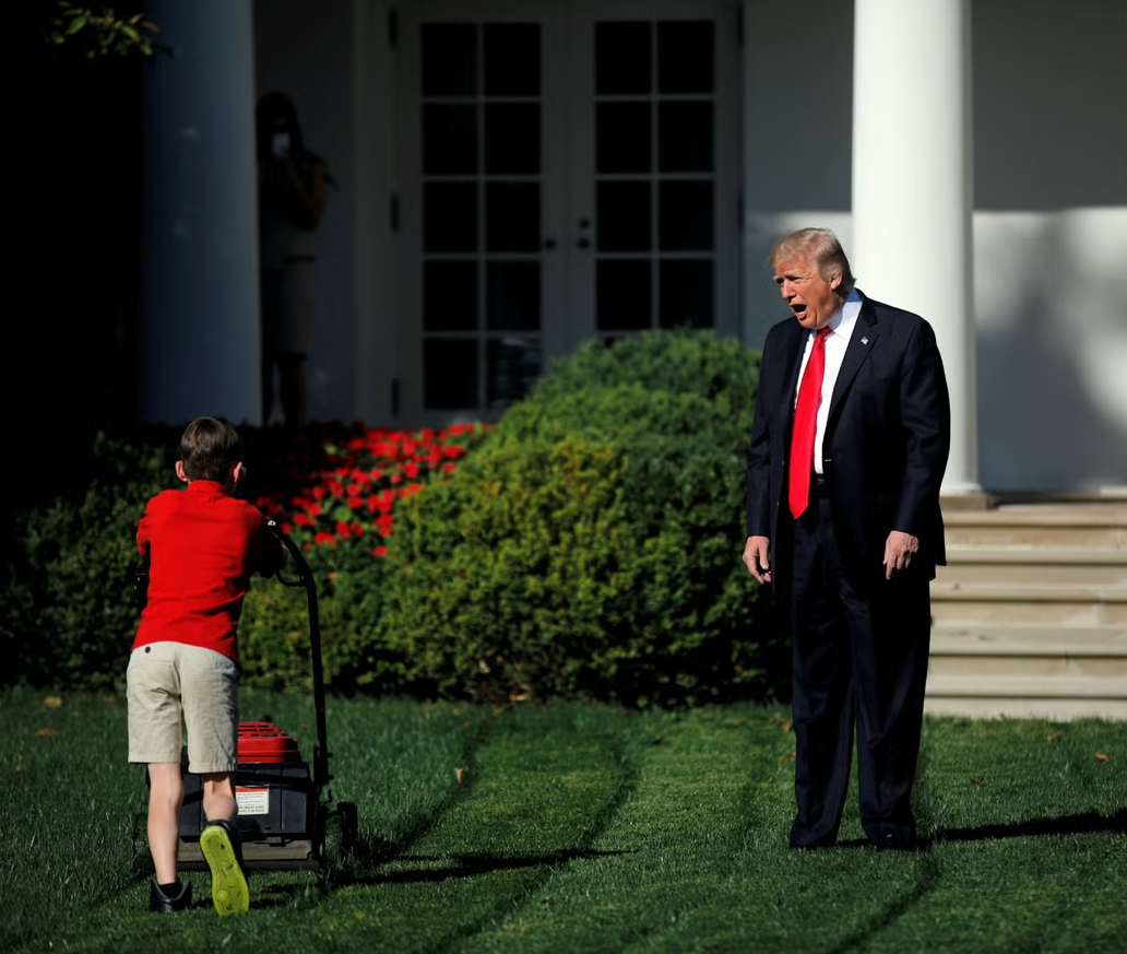 trump on lawn Blank Meme Template