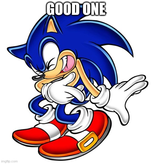 Sonic laugh | GOOD ONE | image tagged in sonic laugh | made w/ Imgflip meme maker