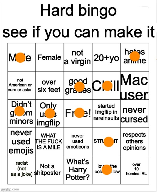 Hard Bingo by OwU | image tagged in hard bingo by owu | made w/ Imgflip meme maker