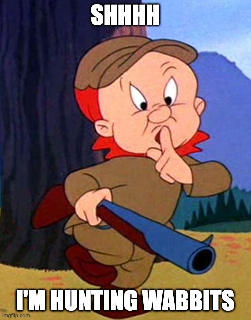 Elmer Fudd | SHHHH I'M HUNTING WABBITS | image tagged in elmer fudd | made w/ Imgflip meme maker