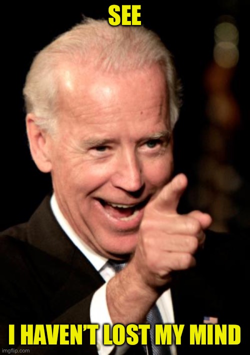 Smilin Biden Meme | SEE I HAVEN’T LOST MY MIND | image tagged in memes,smilin biden | made w/ Imgflip meme maker