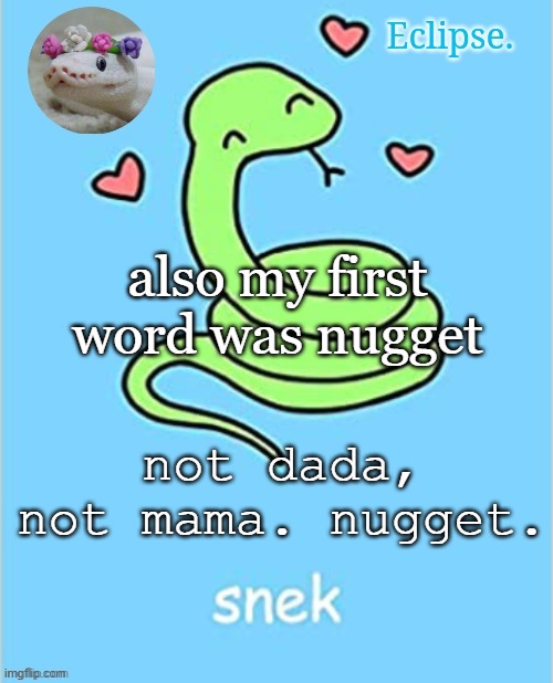 really had my priorities straight back then frfr | also my first word was nugget; not dada, not mama. nugget. | image tagged in h | made w/ Imgflip meme maker