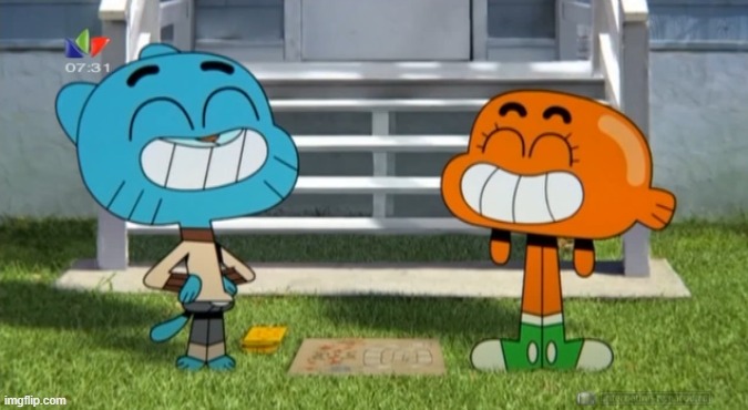 Holy crap! | image tagged in gumball and darwin smiling | made w/ Imgflip meme maker