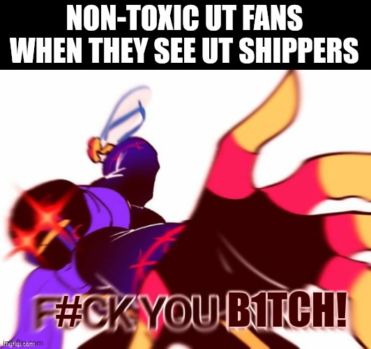 He's right | NON-TOXIC UT FANS WHEN THEY SEE UT SHIPPERS; #                   B1TCH! | image tagged in error sans saying some swearing words,memes,destroy em all,undertale | made w/ Imgflip meme maker